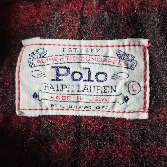 1980's Polo Barn Chore Denim Jacket - Wool Liner - Mens L - Picture 4 of 8